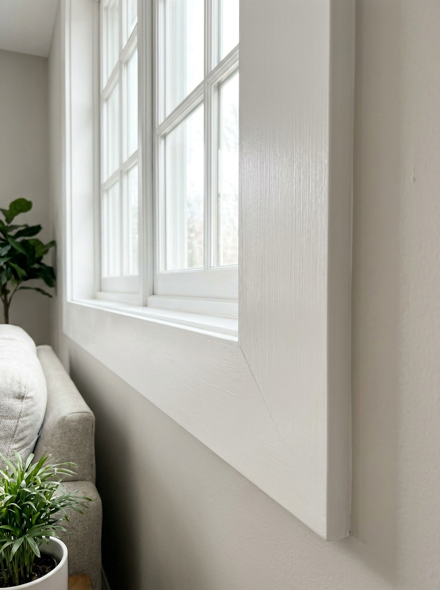 Door and window casing in a New England living room